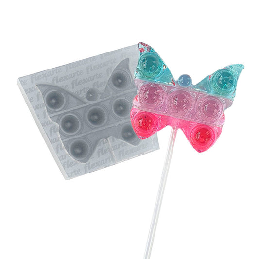 Molde de  Silicone 690 - Pirulito Fidget 6cm Borboleta