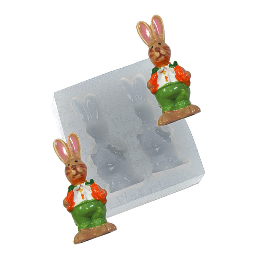 Molde de  Silicone 031 - Dupla de Coelhos c/ 2 Cenouras