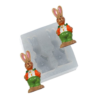 Molde de  Silicone 031 - Dupla de Coelhos c/ 2 Cenouras