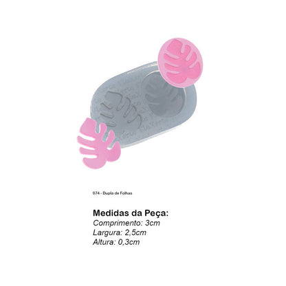 Molde de  Silicone 074 - Dupla de Folhas