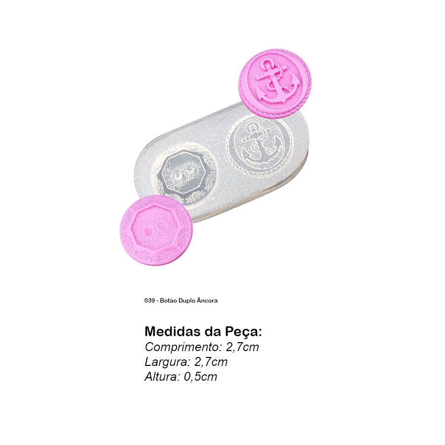 Molde de  Silicone 039 - Botão Duplo Âncora