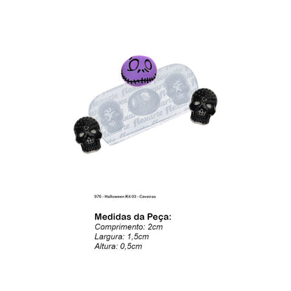 Molde de  Silicone 976 - Halloween Kit 03 - Caveiras