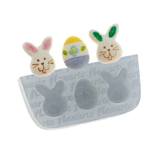 Molde de  Silicone 285 - Dupla de Coelhos + Ovo