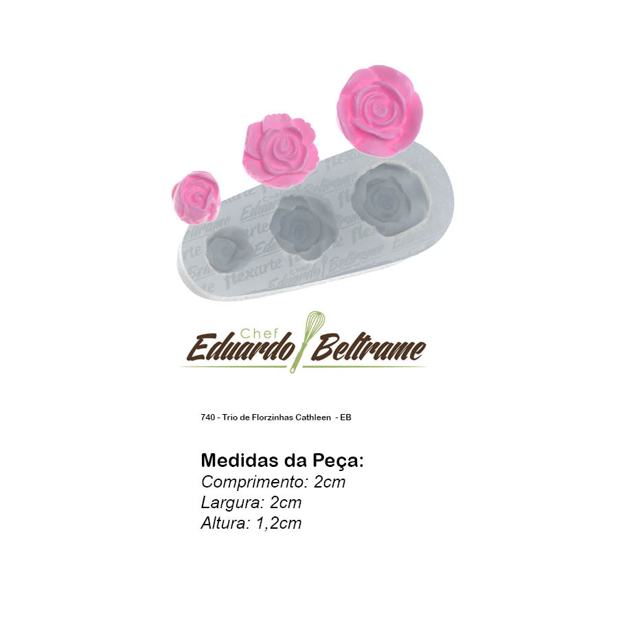 Molde de  Silicone 740 - Trio de Florzinhas Cathleen  - EB