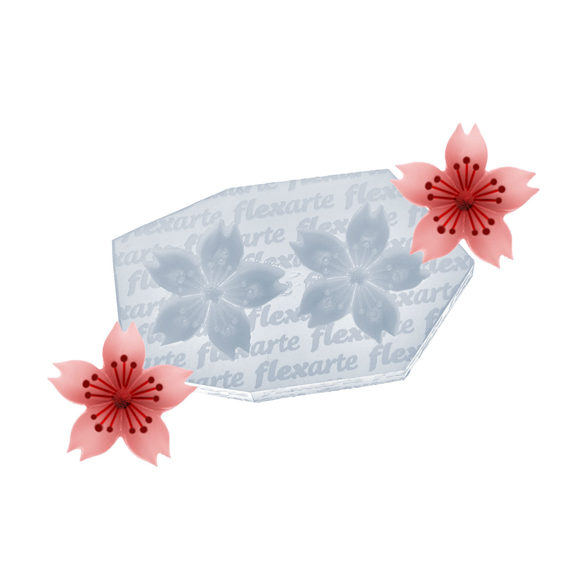 Molde de  Silicone 981 - Dupla de Flor Japonesa Haiobassam - Peq -  3cm
