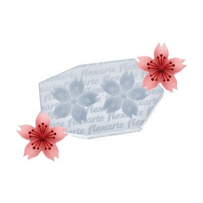 Molde de  Silicone 981 - Dupla de Flor Japonesa Haiobassam - Peq -  3cm