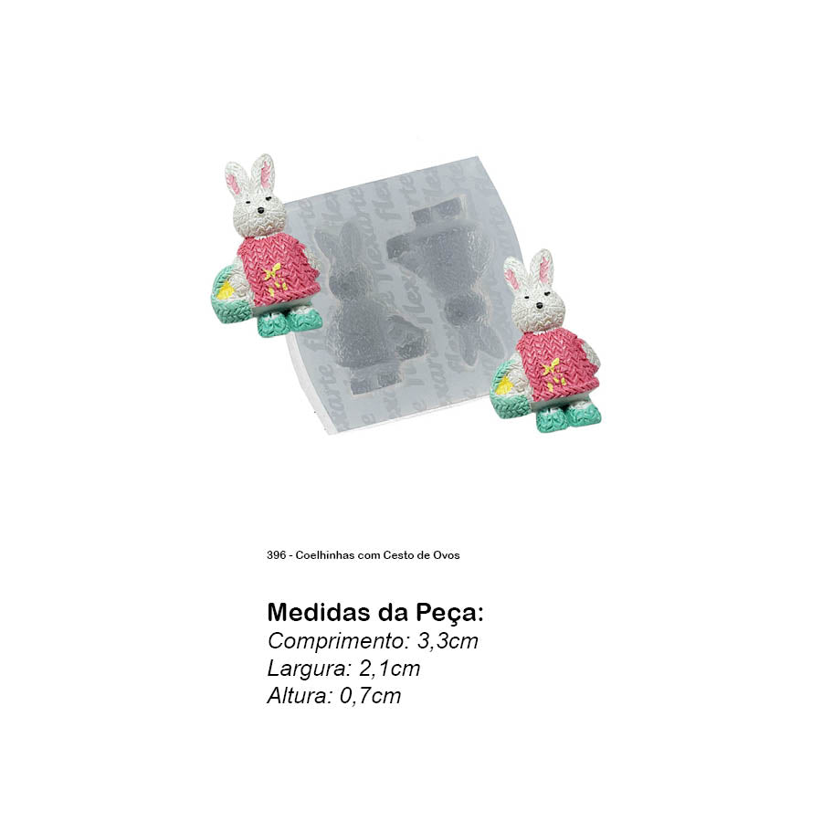 Molde de  Silicone 396 - Coelhinhas com Cesto de Ovos