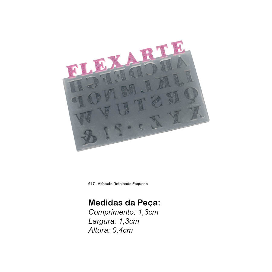 Molde de  Silicone 617 - Alfabeto Detalhado Pequeno