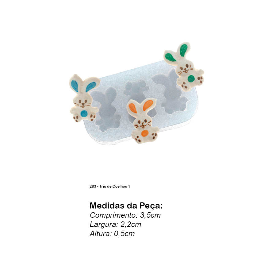 Molde de  Silicone 283 - Trio de Coelhos 1