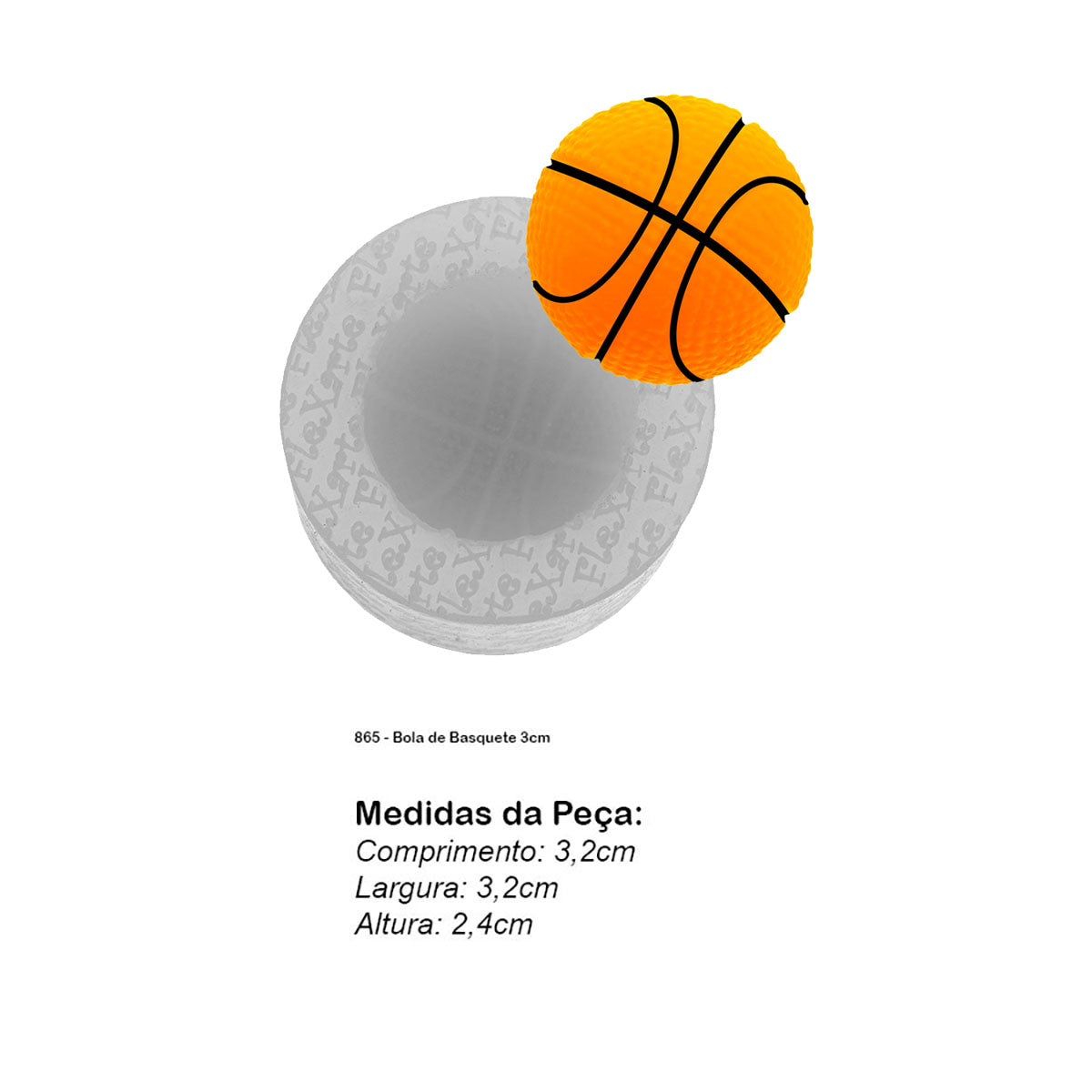 Molde de  Silicone 865 - Bola de Basquete 3cm