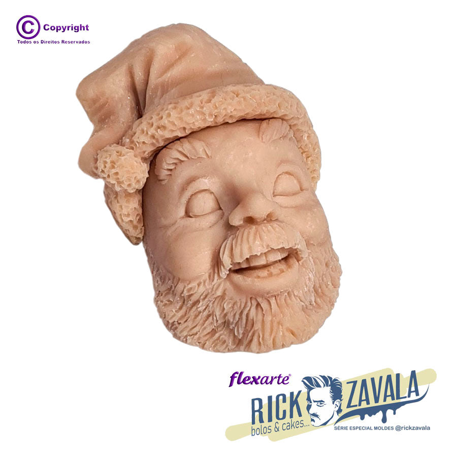 Molde de  Silicone 715 - Rostinho Papai Noel c/ Toca de Natal - 2 Peças RZ
