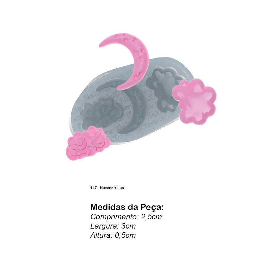 Molde de  Silicone 147 - Nuvens + Lua