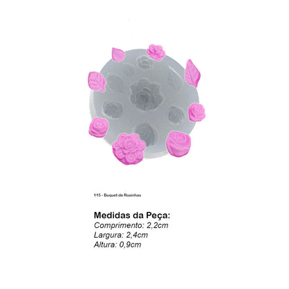 Molde de  Silicone 115 - Buquet de Rosinhas