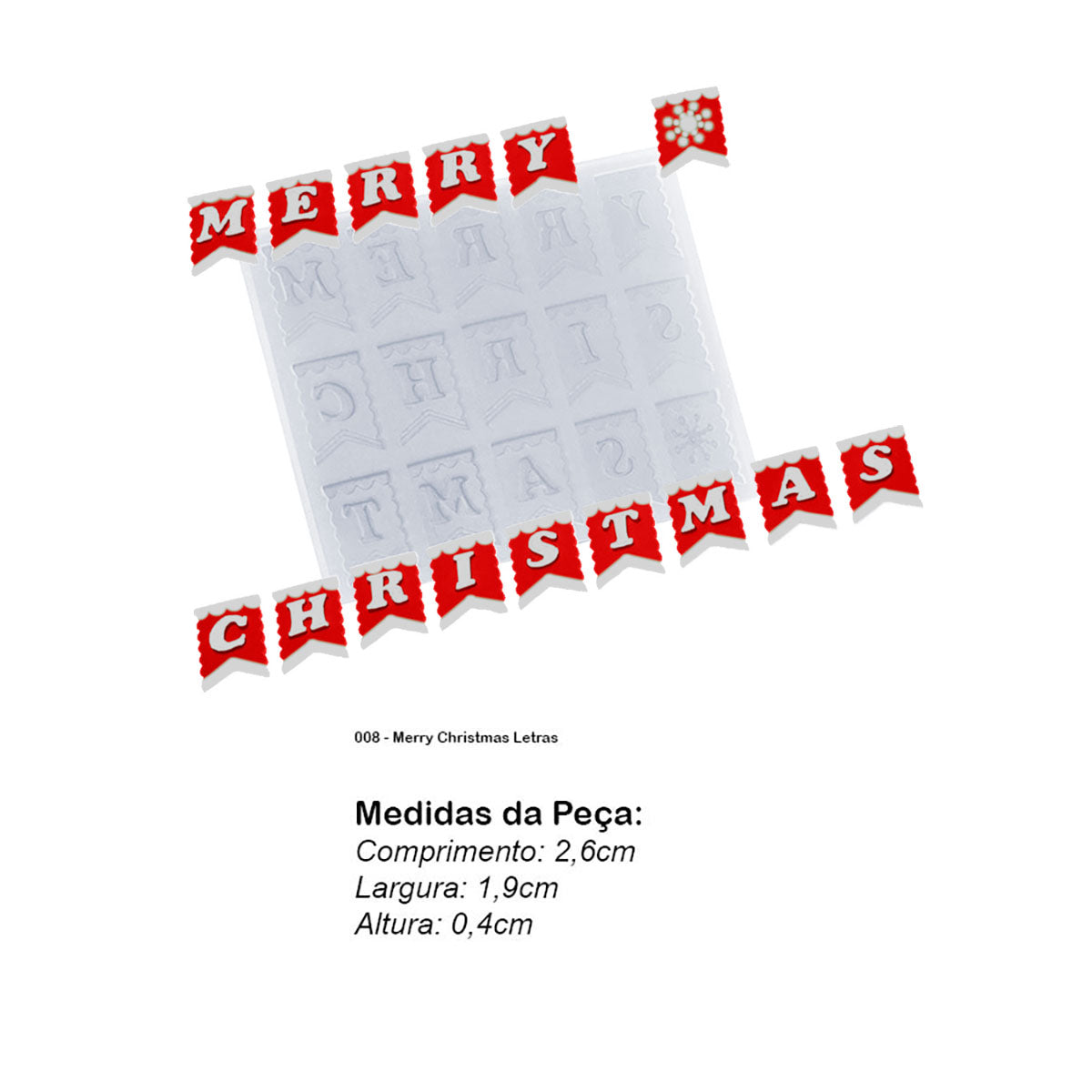 Molde de  Silicone 008 - Merry Christmas Letras