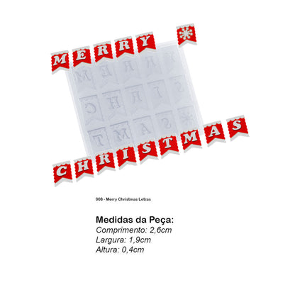 Molde de  Silicone 008 - Merry Christmas Letras