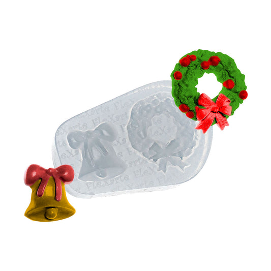 Molde de  Silicone 169 - Guirlanda de Natal + Sino