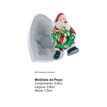 Molde de Silicone 204 - Papai Noel c/ Guirlanda - FLEXARTE