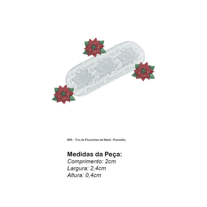 Molde de  Silicone 890 -  Trio de Florzinhas de Natal - Poinsétia