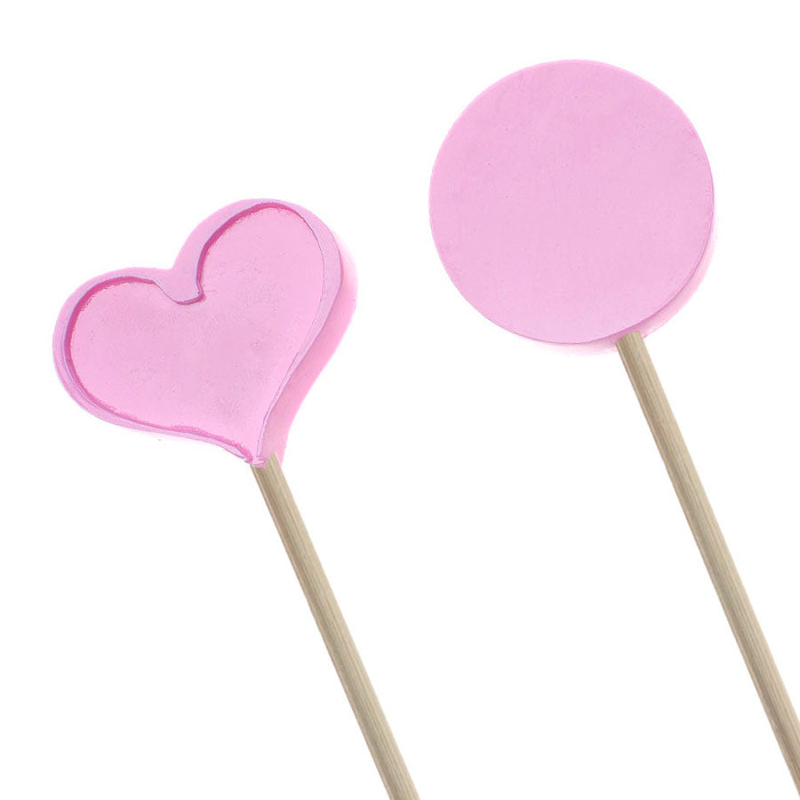 Molde de  Silicone 551 - Pirulitos Peq -  35mm Redondo + Coração