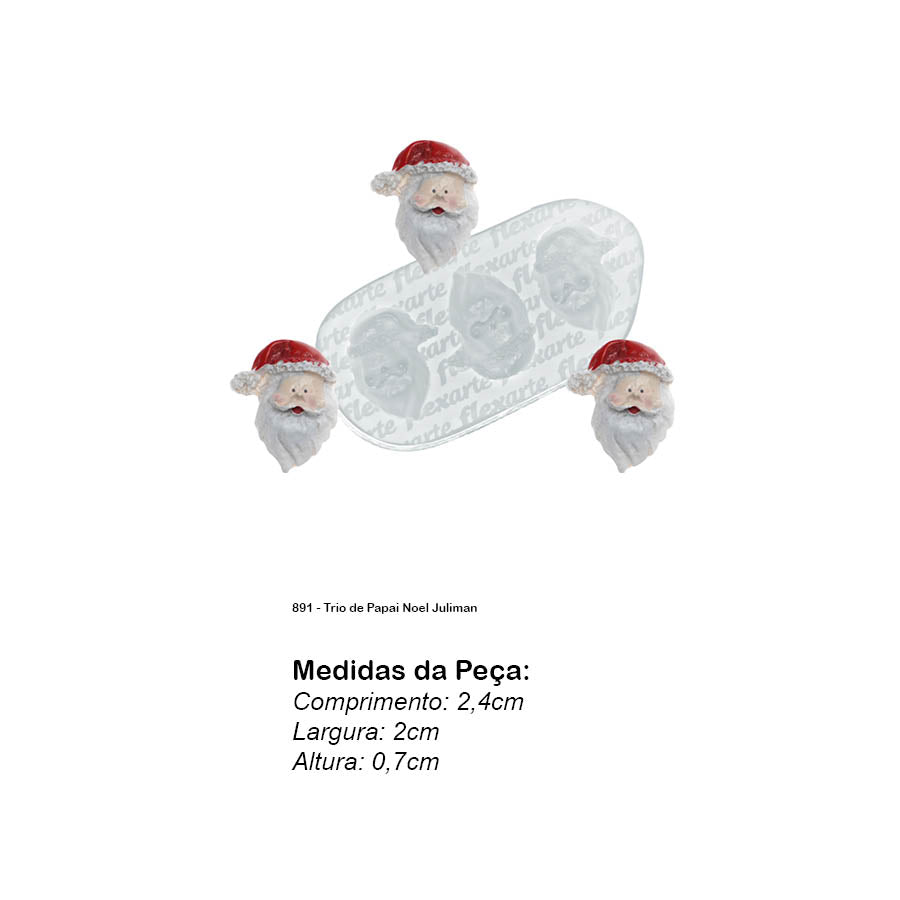 Molde de  Silicone 891 - Trio de Papai Noel Juliman