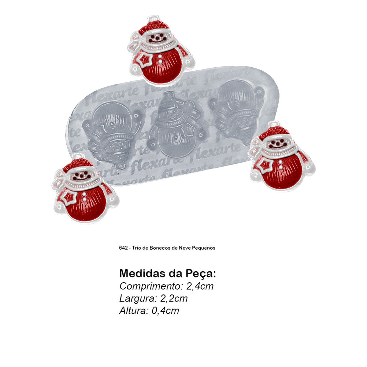 Molde de  Silicone 642 - Trio de Bonecos de Neve Pequenos
