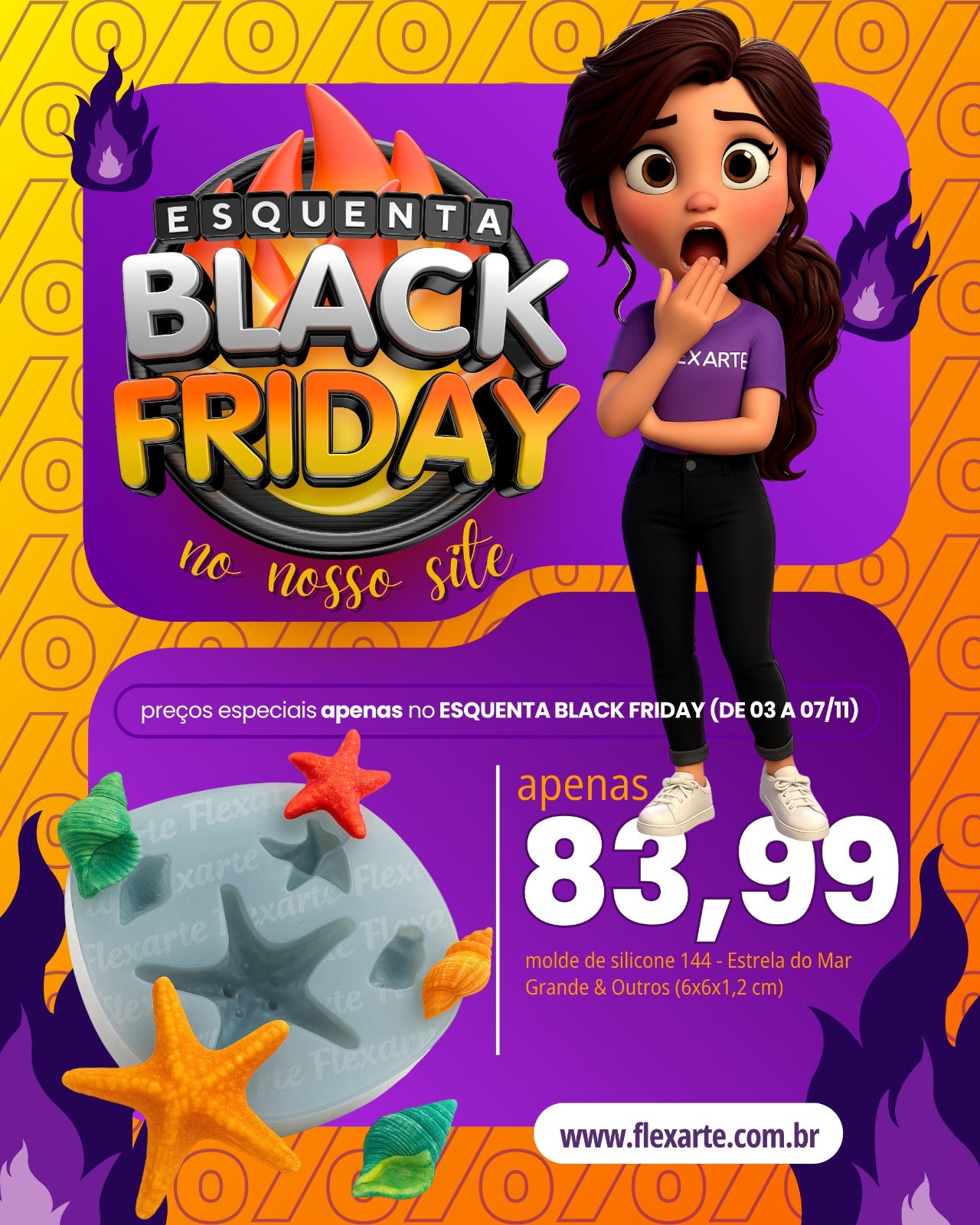 Molde de  Silicone 144 - Estrela do Mar Grande BLACK FRIDAY