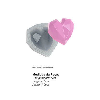 Molde de  Silicone 565 - Coração Lapidado Grande