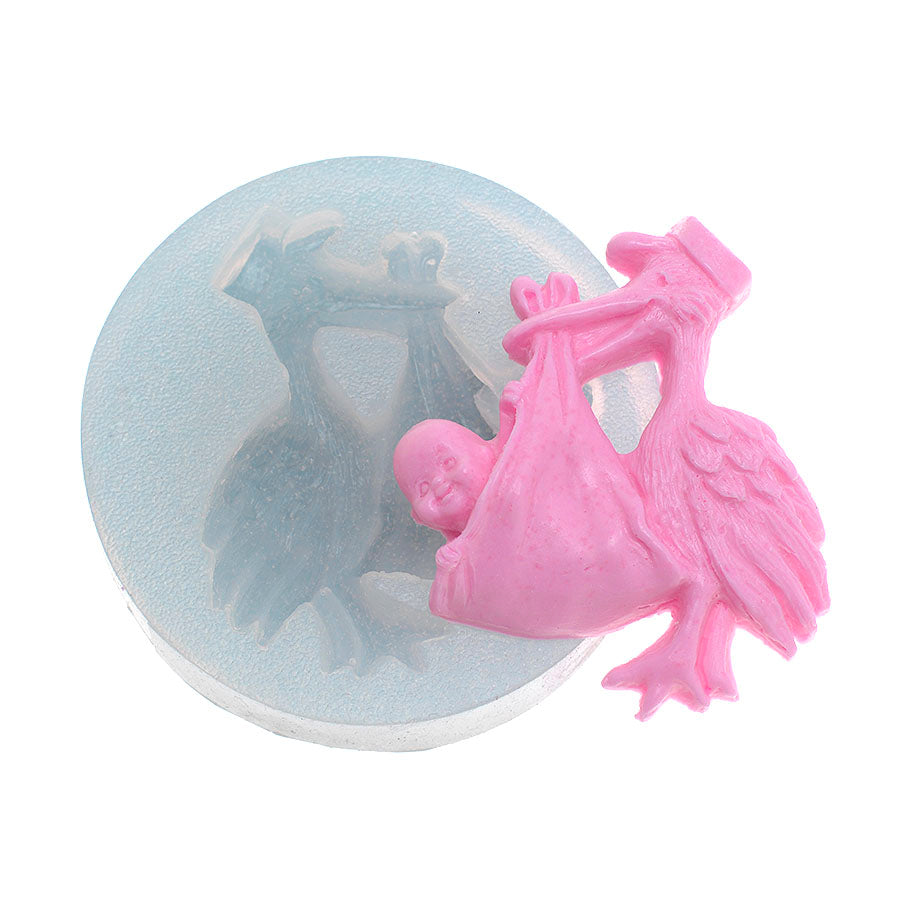 Molde de  Silicone 193 - Cegonha com Bebê