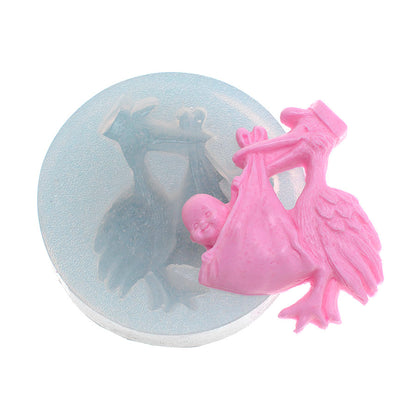 Molde de  Silicone 193 - Cegonha com Bebê