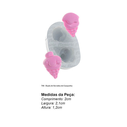 Molde de  Silicone 746 - Dupla de Sorvetes de Casquinha