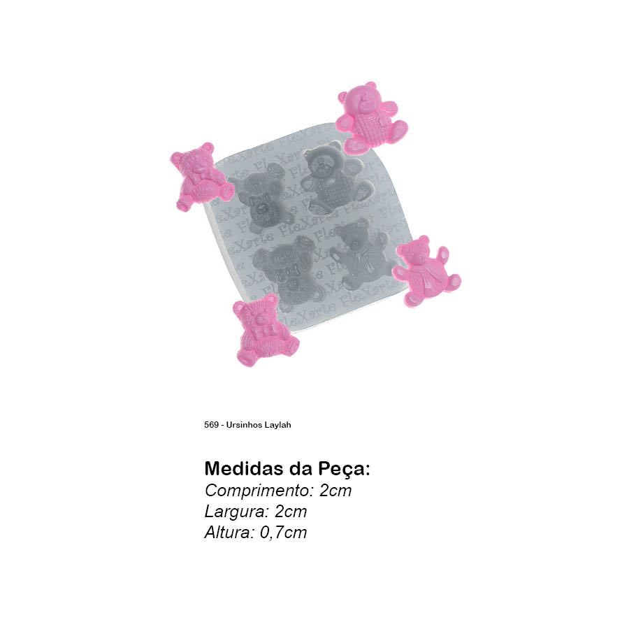 Molde de  Silicone 569 - Ursinhos Laylah