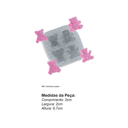 Molde de  Silicone 569 - Ursinhos Laylah