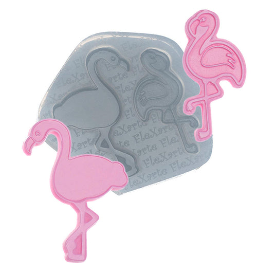 Molde de  Silicone 156 - Dupla de Flamingos Médios