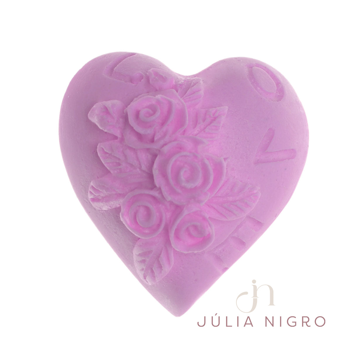 Molde de  Silicone 857 - Coração Love c/ Flores - JN