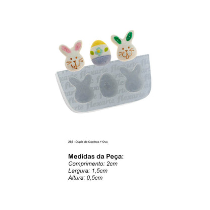 Molde de  Silicone 285 - Dupla de Coelhos + Ovo