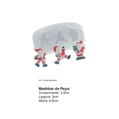 Molde de  Silicone 127 - Trio de Papai Noel