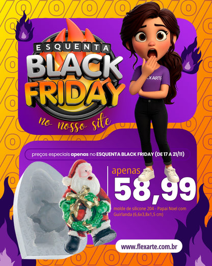 Molde de  Silicone 204 - Papai Noel c Guirlanda BLACK FRIDAY