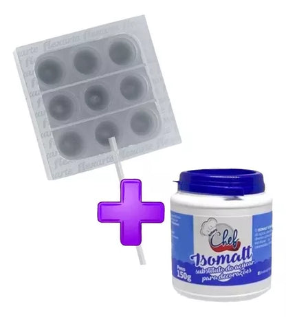 Kit Com Molde De Pirulito Fidget 6cm Quadrado + Isomalt 150g