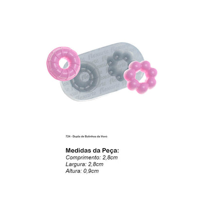 Molde de  Silicone 724 - Dupla de Bolinhos da Vovó