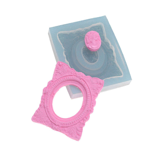 Molde de  Silicone 367 - Moldura Ret -  Med -  + Camafeu