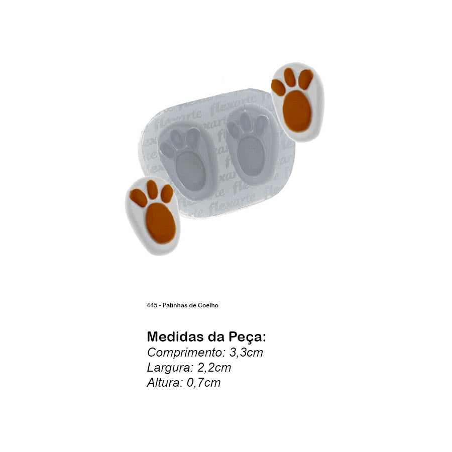 Molde de  Silicone 445 - Patinhas de Coelho