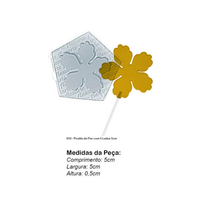 Molde de  Silicone 910 - Pirulito de Flor com 5 Lados 5cm
