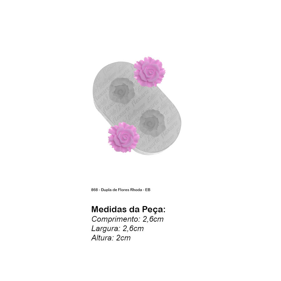 Molde de  Silicone 868 - Dupla de Flores Rhoda - EB
