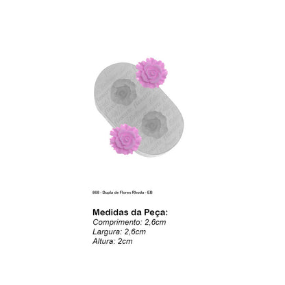 Molde de  Silicone 868 - Dupla de Flores Rhoda - EB