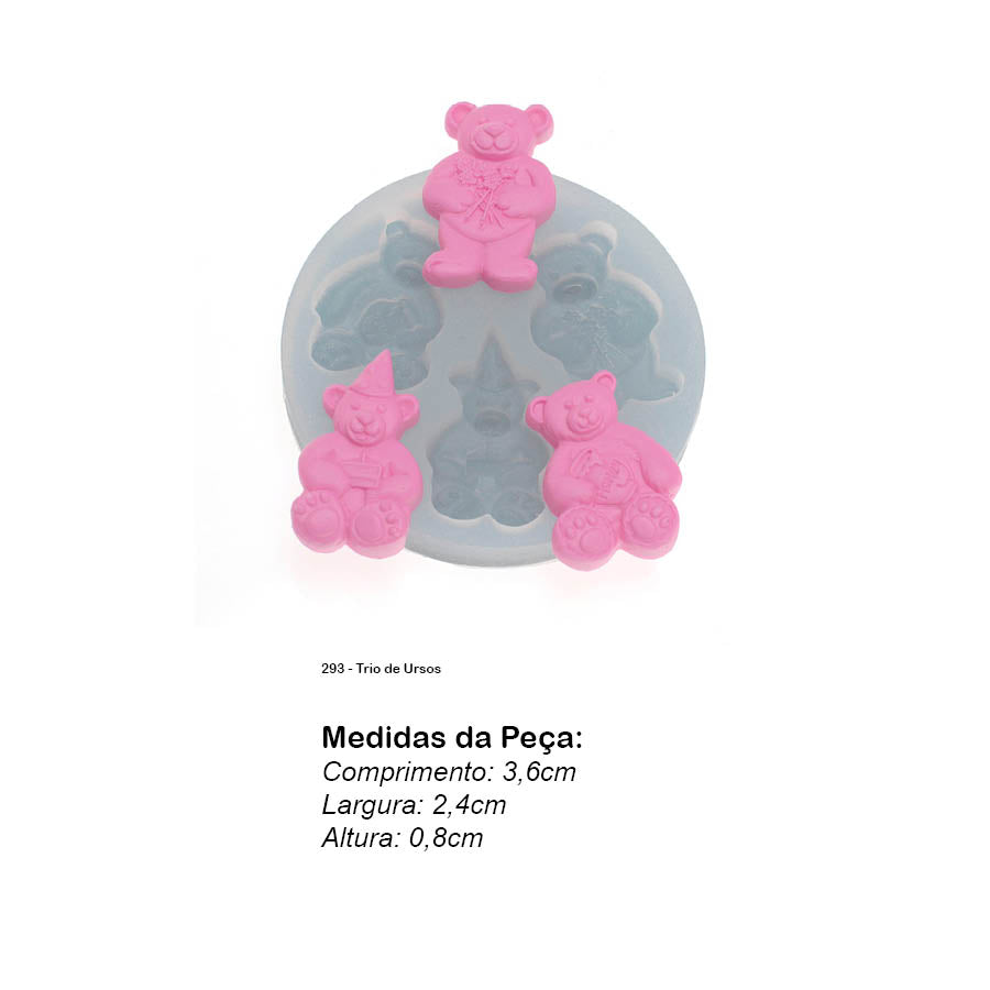 Molde de  Silicone 293 - Trio de Ursos