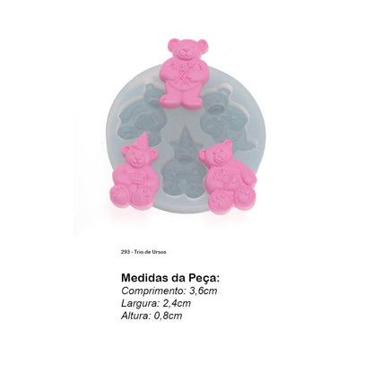 Molde de  Silicone 293 - Trio de Ursos