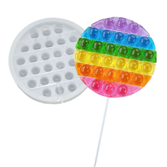 Molde de  Silicone 692 - Pirulito Fidget 12cm Topo de Bolo Redondo