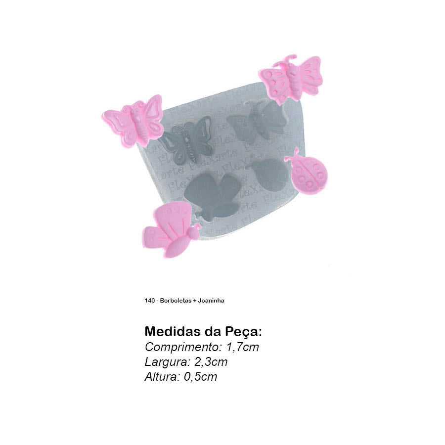 Molde de  Silicone 140 - Borboletas + Joaninha