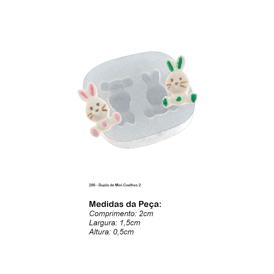 Molde de  Silicone 286 - Dupla de Mini Coelhos 2