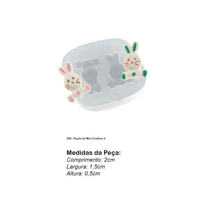 Molde de  Silicone 286 - Dupla de Mini Coelhos 2